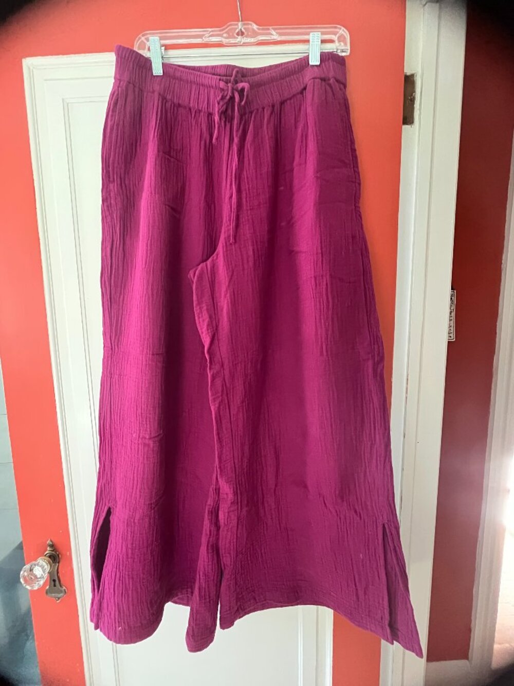 Pact Coastal Collection Wide-Leg Flowy Pants — Size L, Magenta 💕